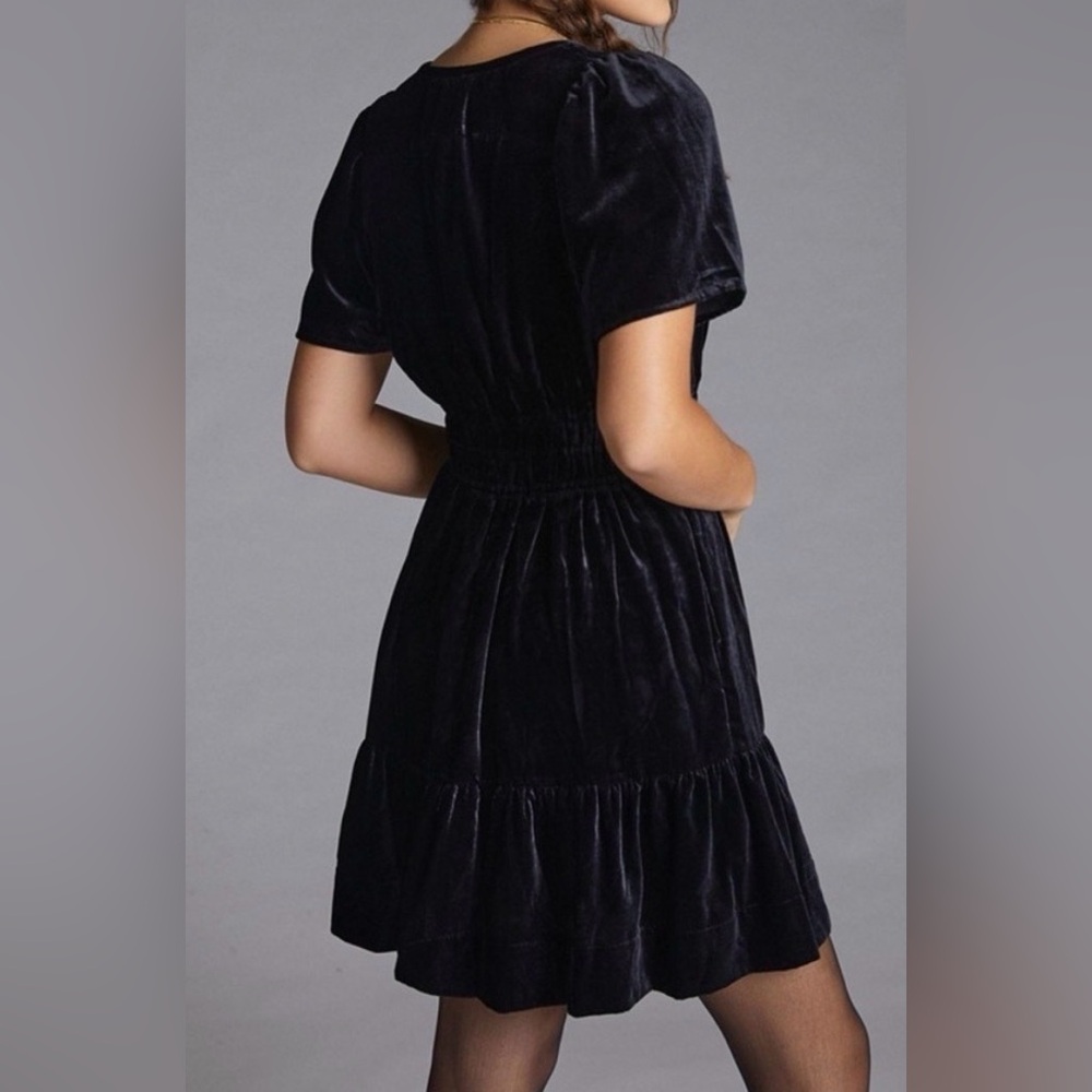 Anthropologie Maeve Mini Black Velvet Dress Size Small - Picture 2 of 8